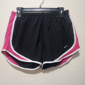 Nike Black and Pink Athletic Shorts with Elastic Waistband